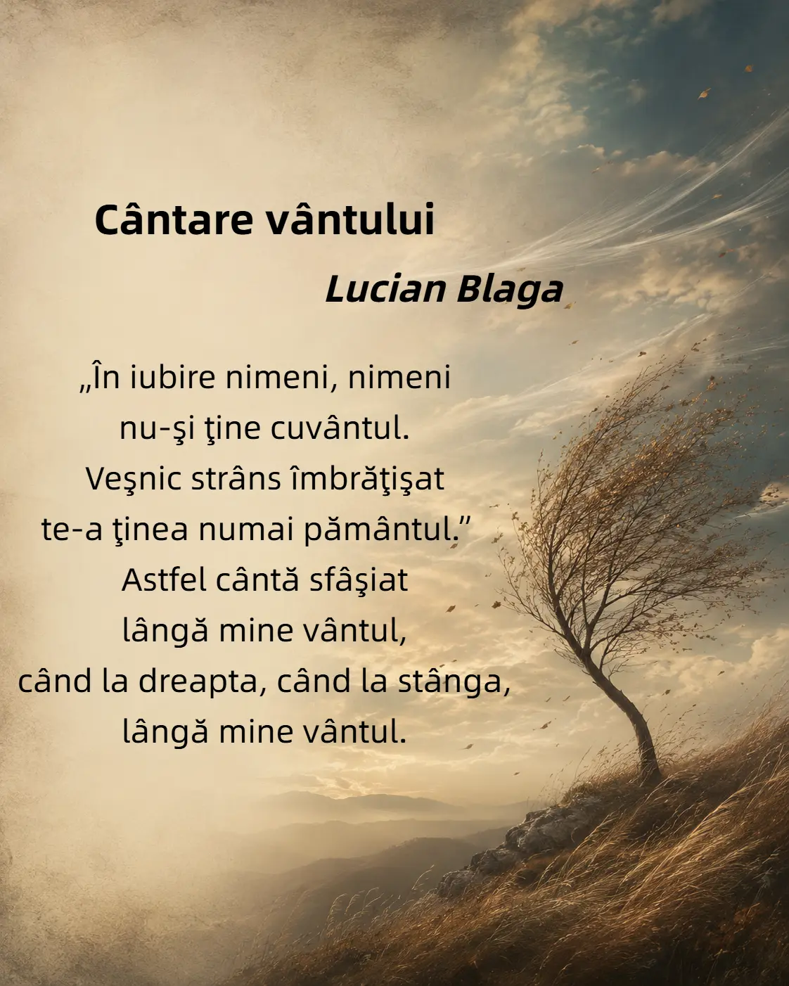 Lucian Blaga Cântare Vântului